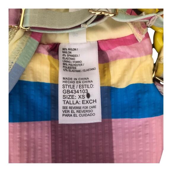 Gianni Bini x Jess Southern Garden Plaid Twist Bandeau Bikini Top Multicolor XS - Picture 10 of 15